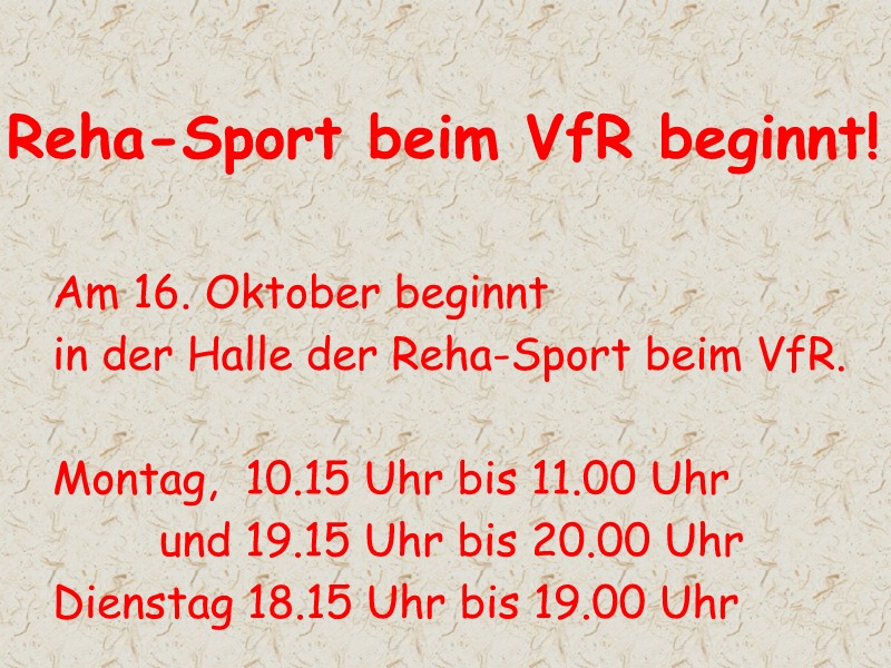 Reha-Sport beginnt