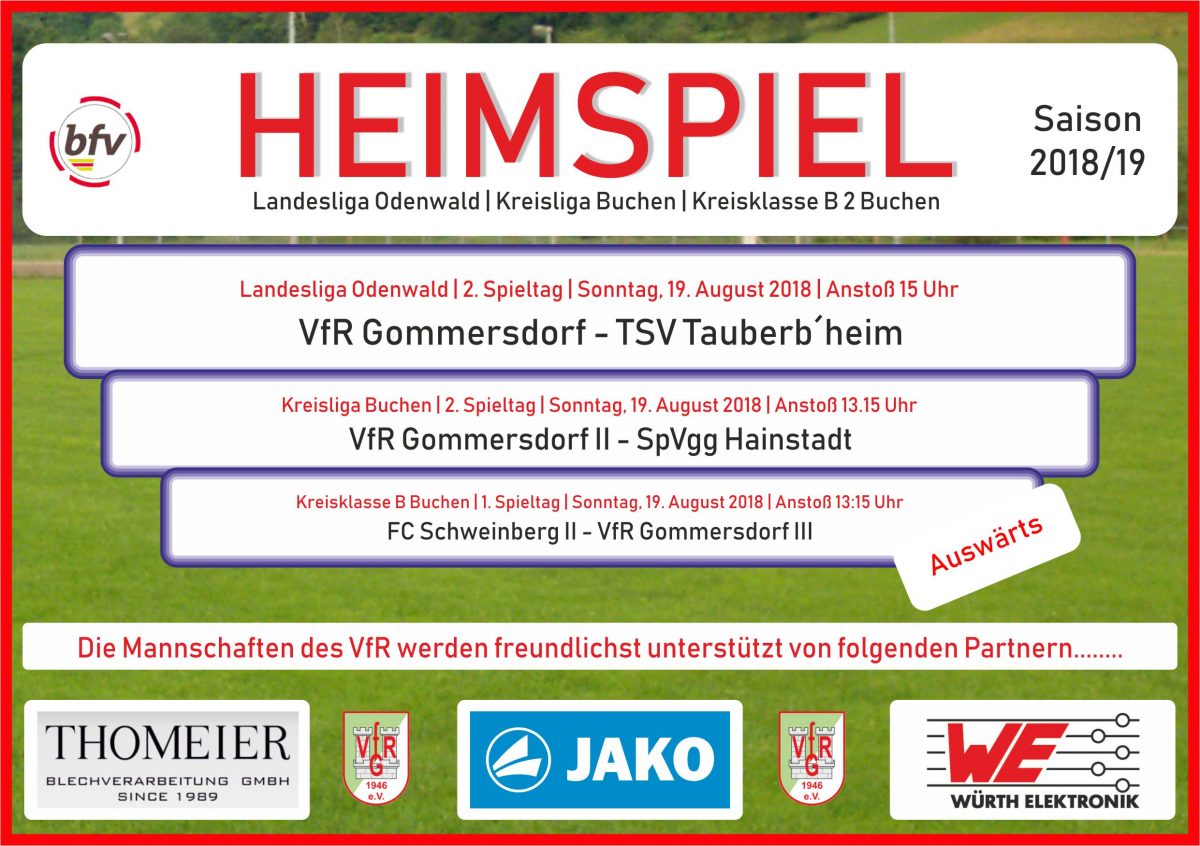 19. August: Zwei Heimspiele, ein Auswärtsspiel