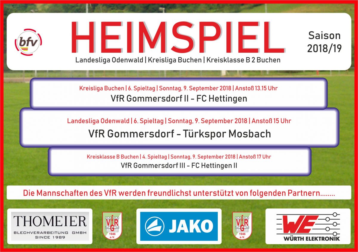 8. September: Morgen drei Heimspiele