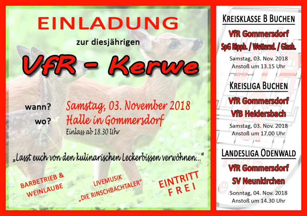 2. November: VfR-Kerwe in der Halle