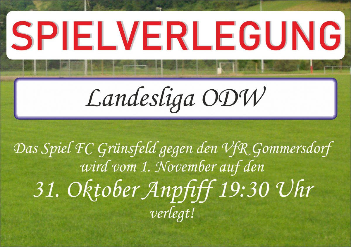 17. Oktober: Änderung Spieltermin