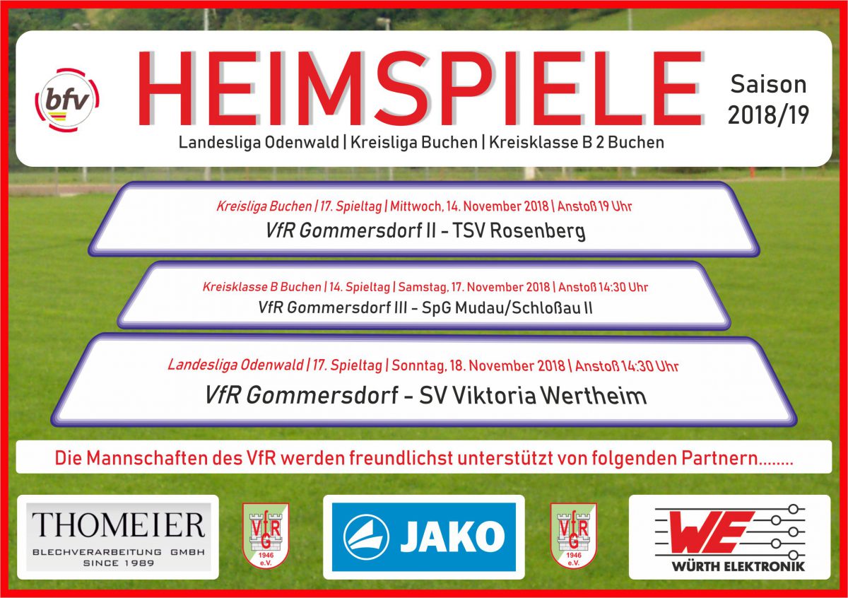 13. November: Heimspiele am Mittwoch, Samstag und Sonntag