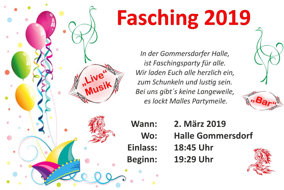 28. Februar: Am Samstag Fasching in der Halle