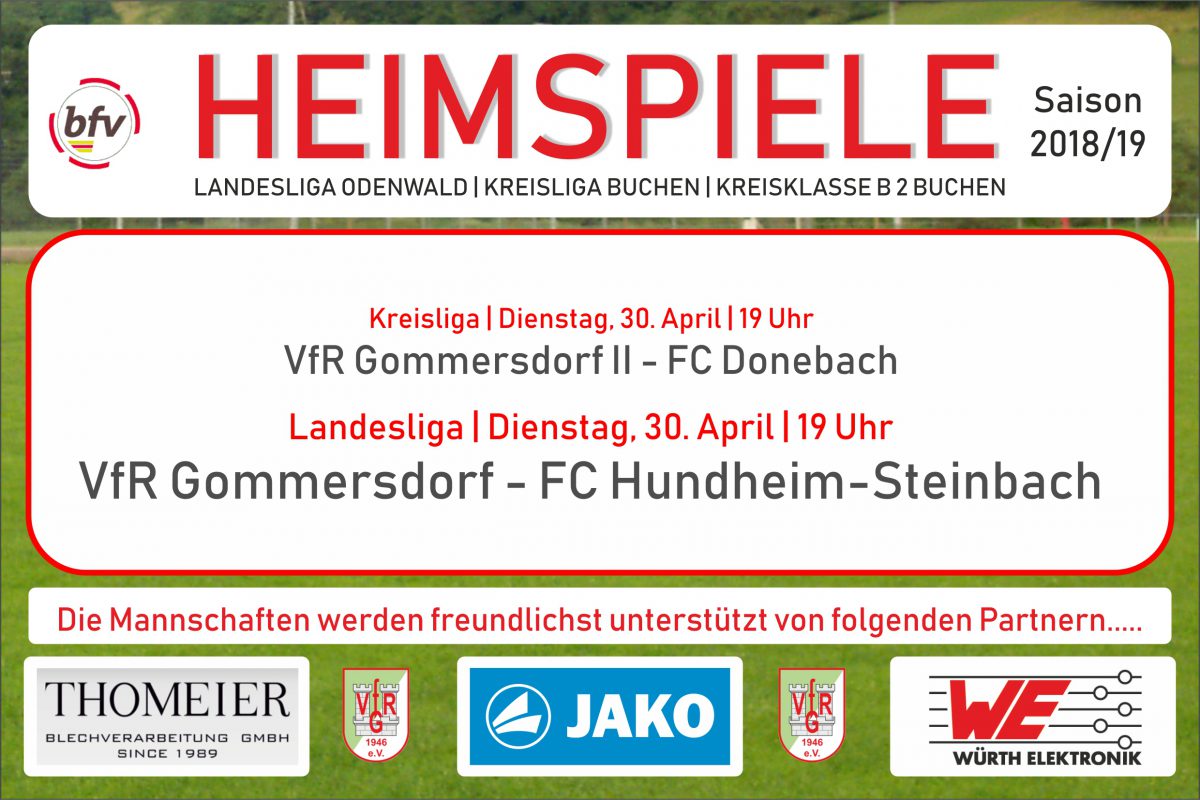 29. April: Morgen gleichzeitig zwei Heimspiele