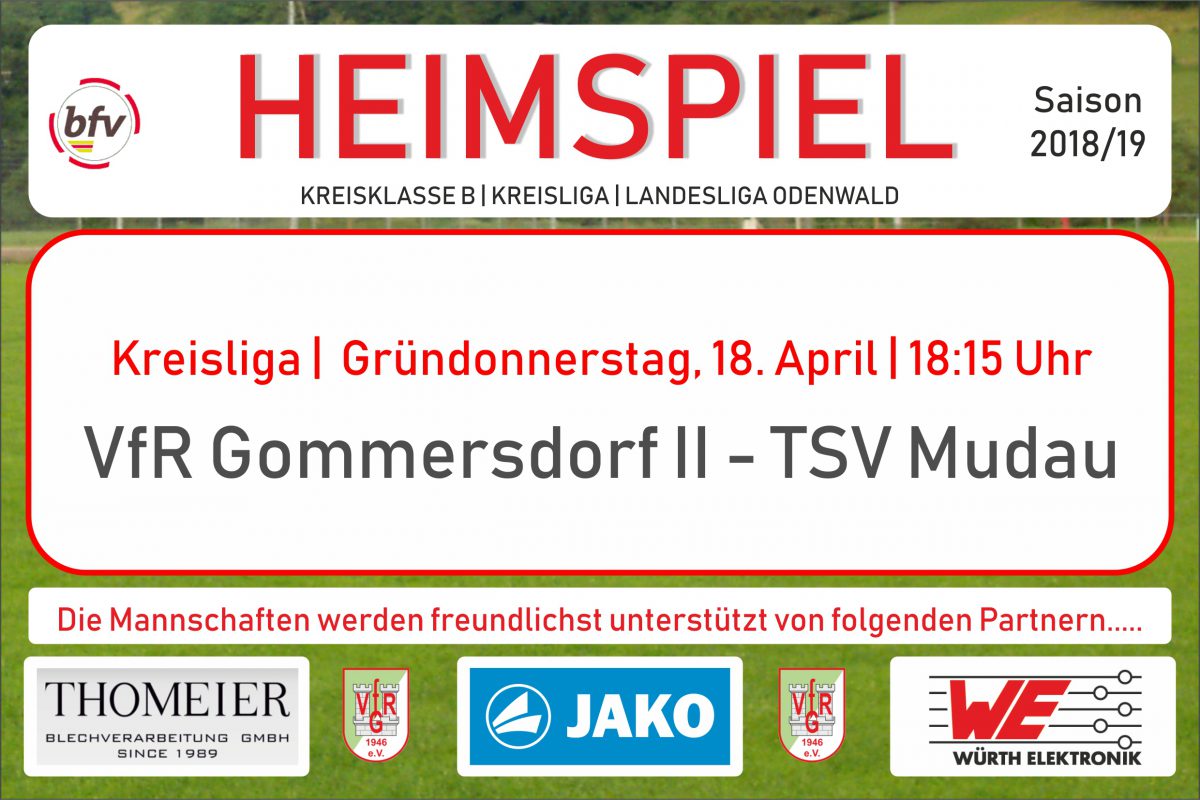 17. April: Morgen Kreisliga zu Hause und VfR III in Wettersdorf