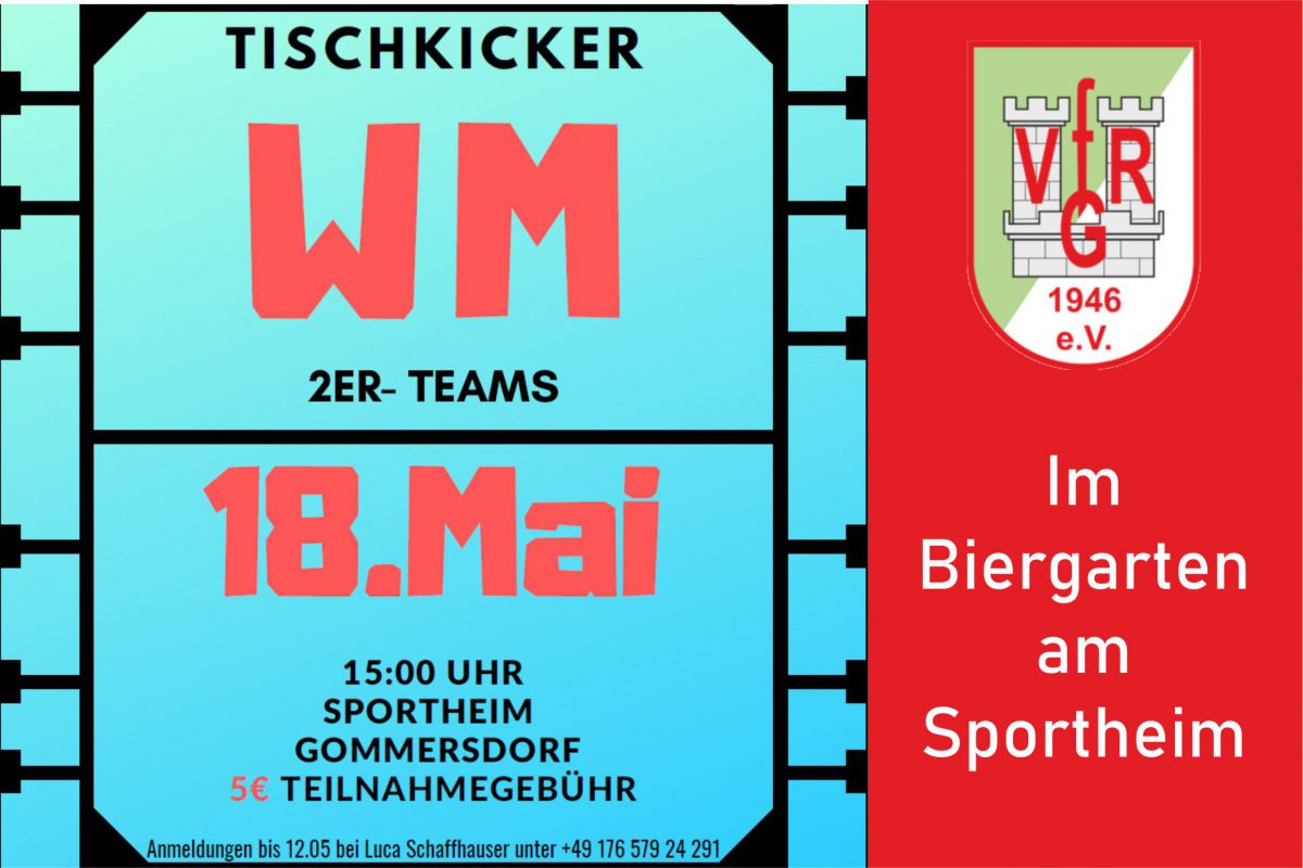 10. Mai: Nächsten Samstag Tischfußball Turnier