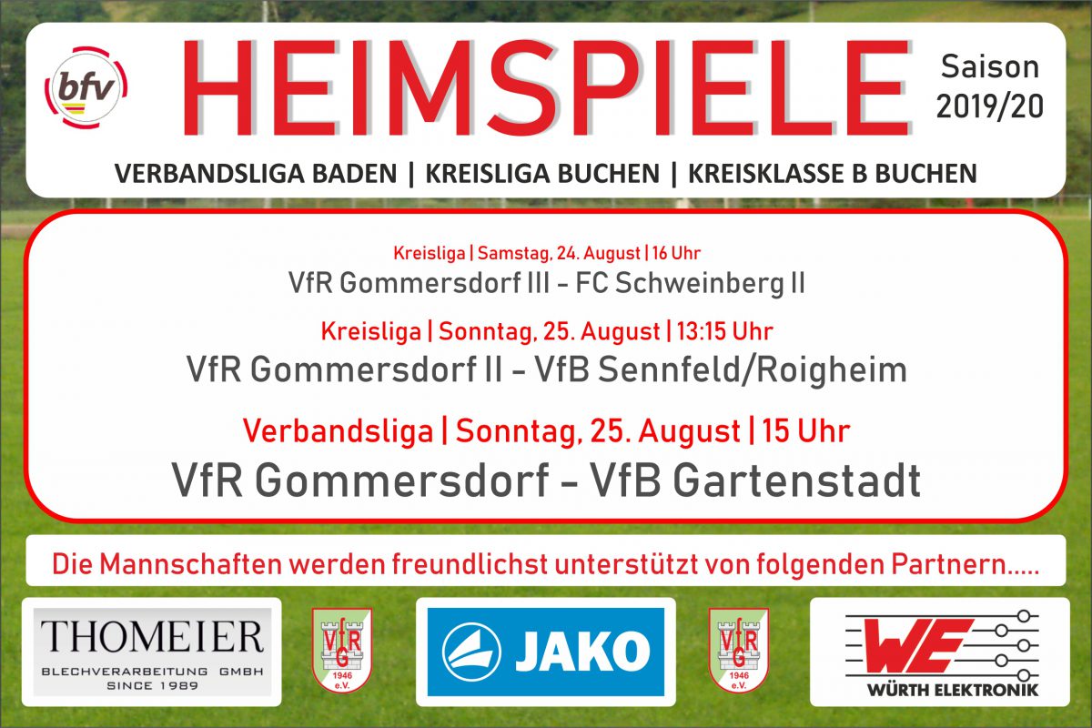 23. August: Am Wochenende drei Heimspiele