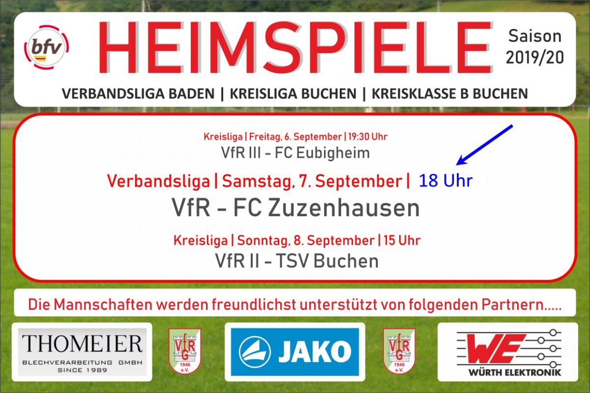 5. September: Am Freitag, Samstag, Sonntag Heimspiele