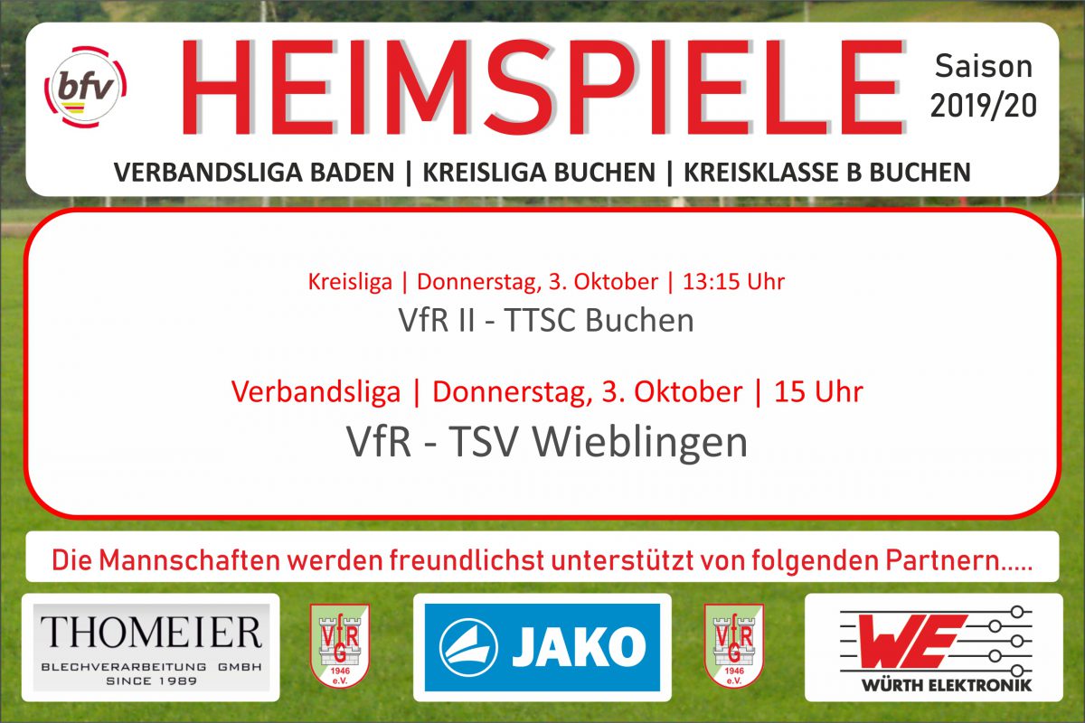 2. Oktober: Morgen zwei Heimspiele