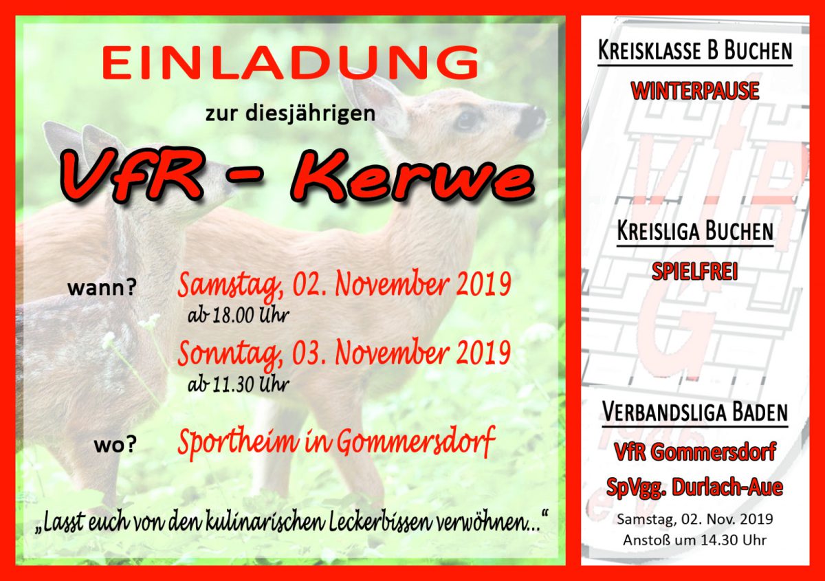 Am Samstag und Sonntag VfR Kerwe im Sportheim