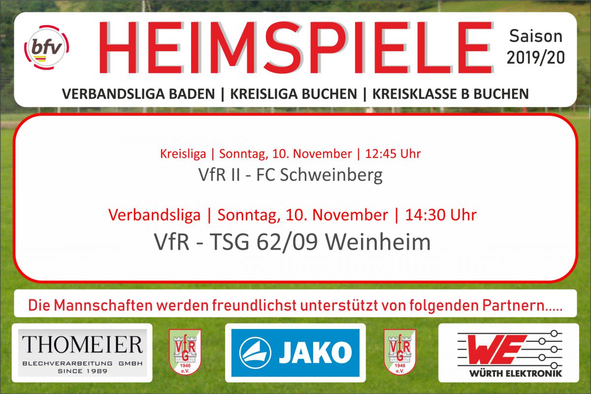 9. November: Zwei Heimspiele