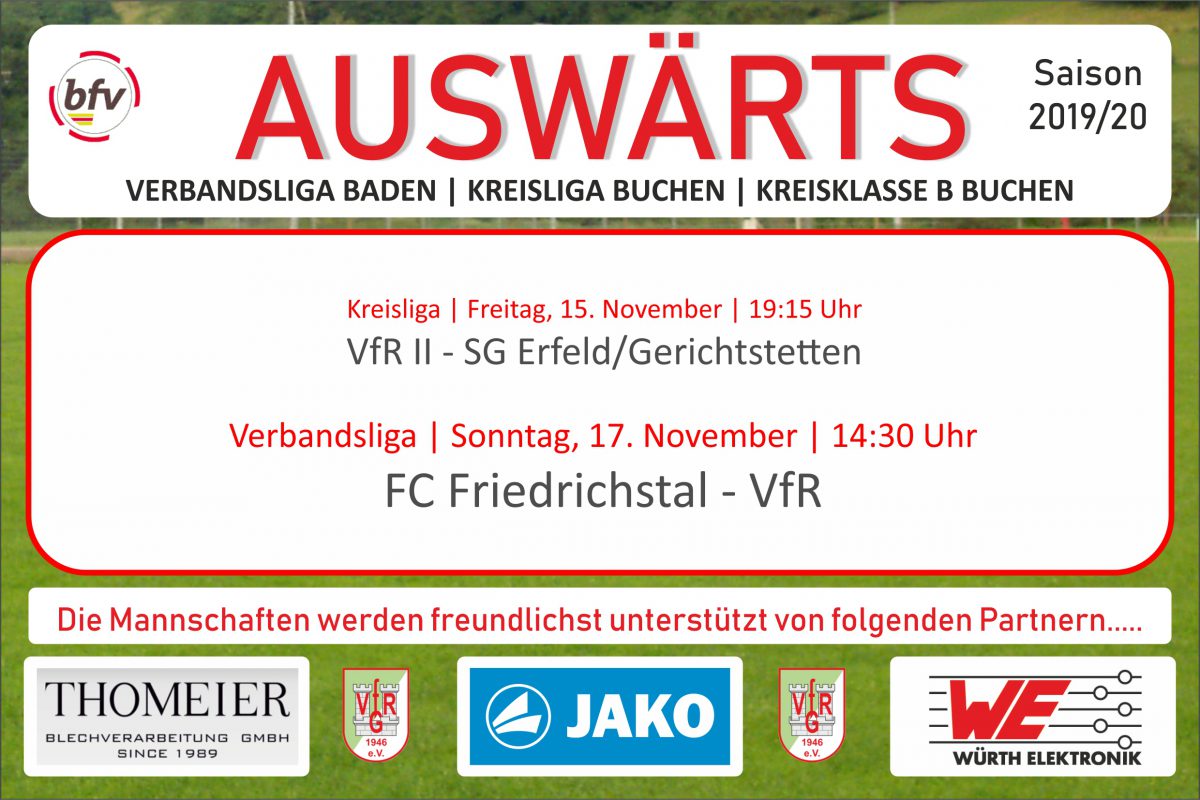 14. November: Am Freitag ein Heimspiel, am Sonntag auswärts