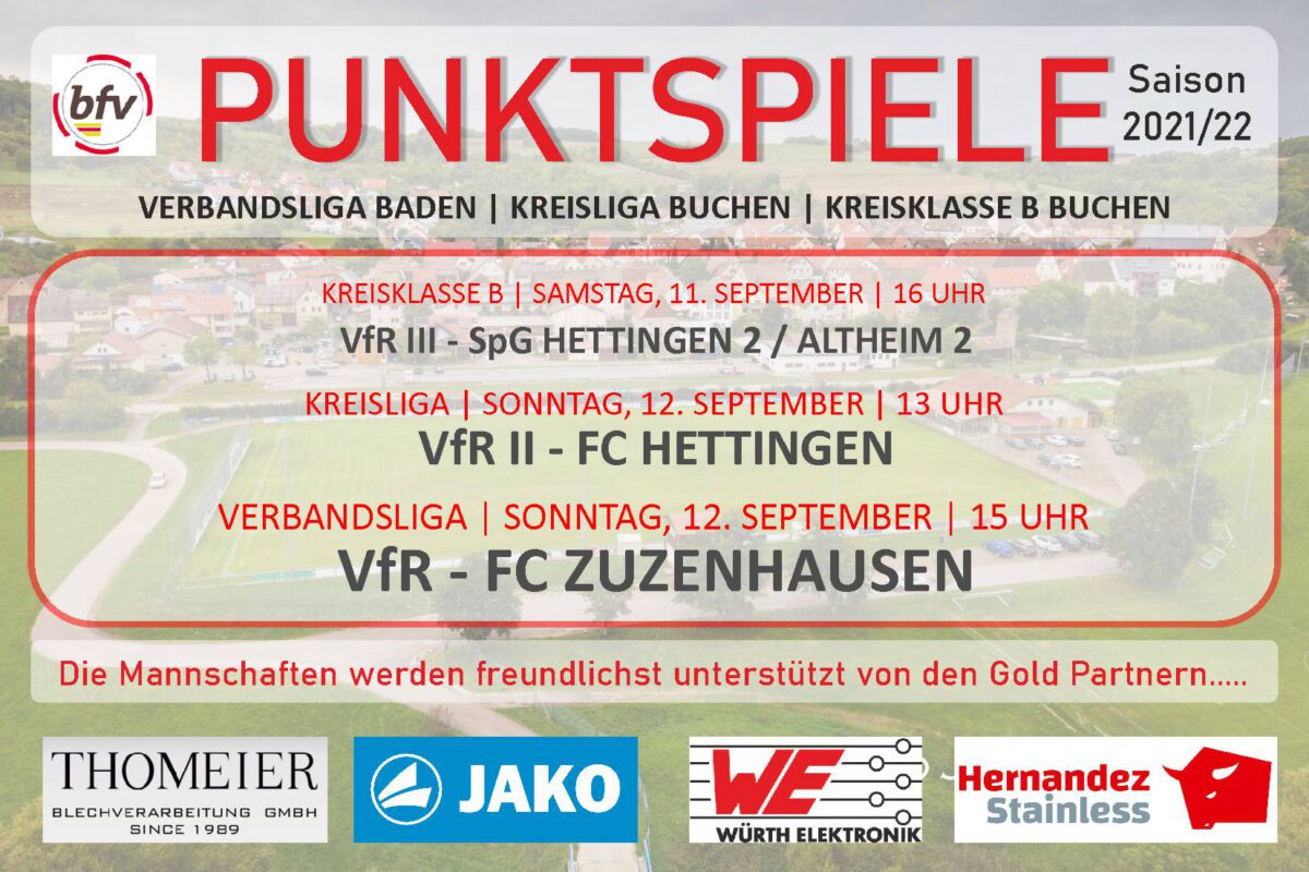 9. Sept.: Samstag und Sonntag drei Heimspiele