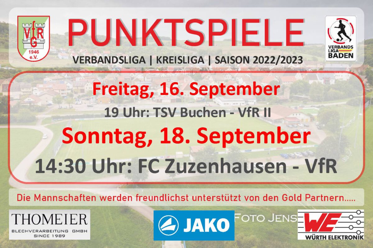 15. Sept.: Beim TSV Buchen und beim FC Zuzenhausen