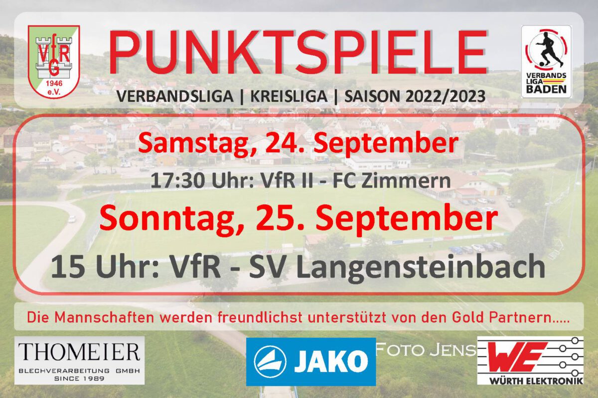 23. Sept.: Samstag und Sonntag ein Heimspiel