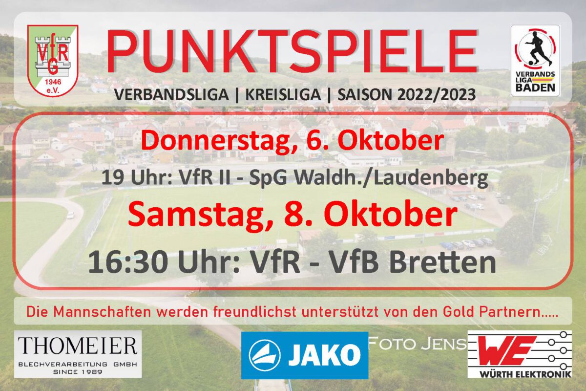 6. Oktober: Donnerstag und Samstag Heimspiele