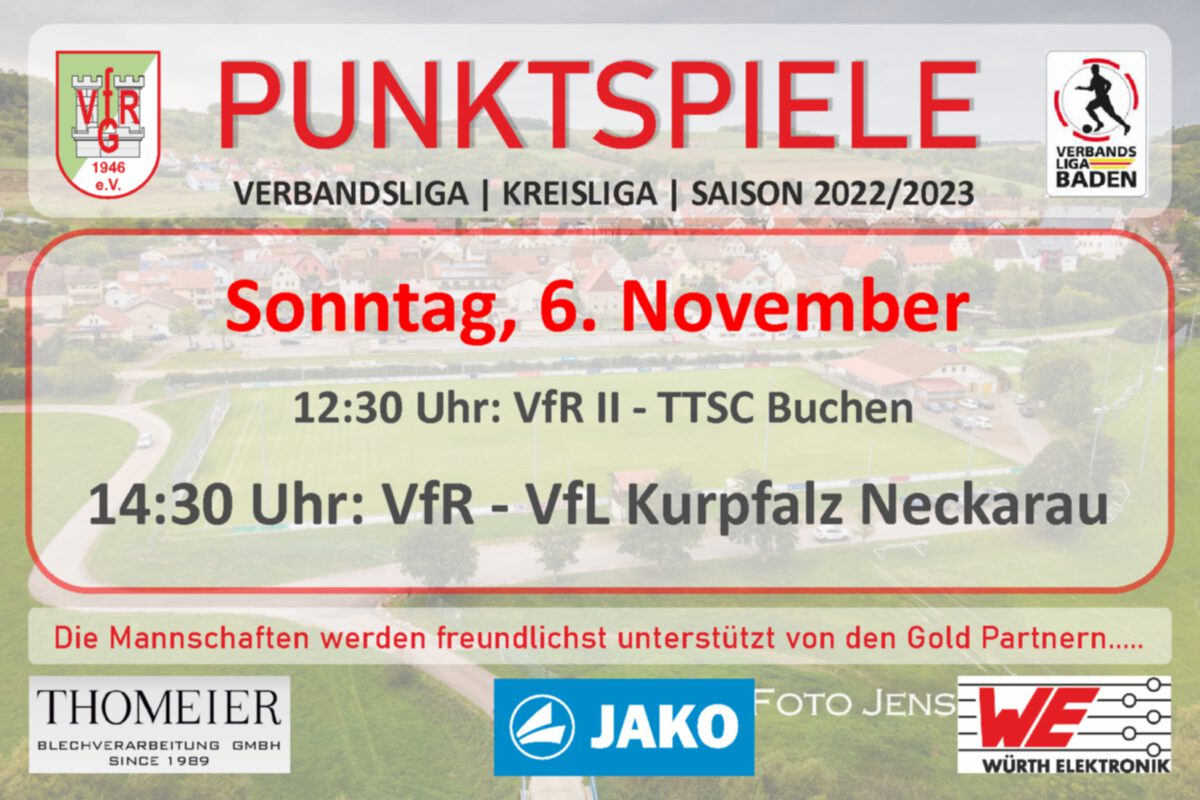 4. Nov.: Zwei Heimspiele am Sonntag