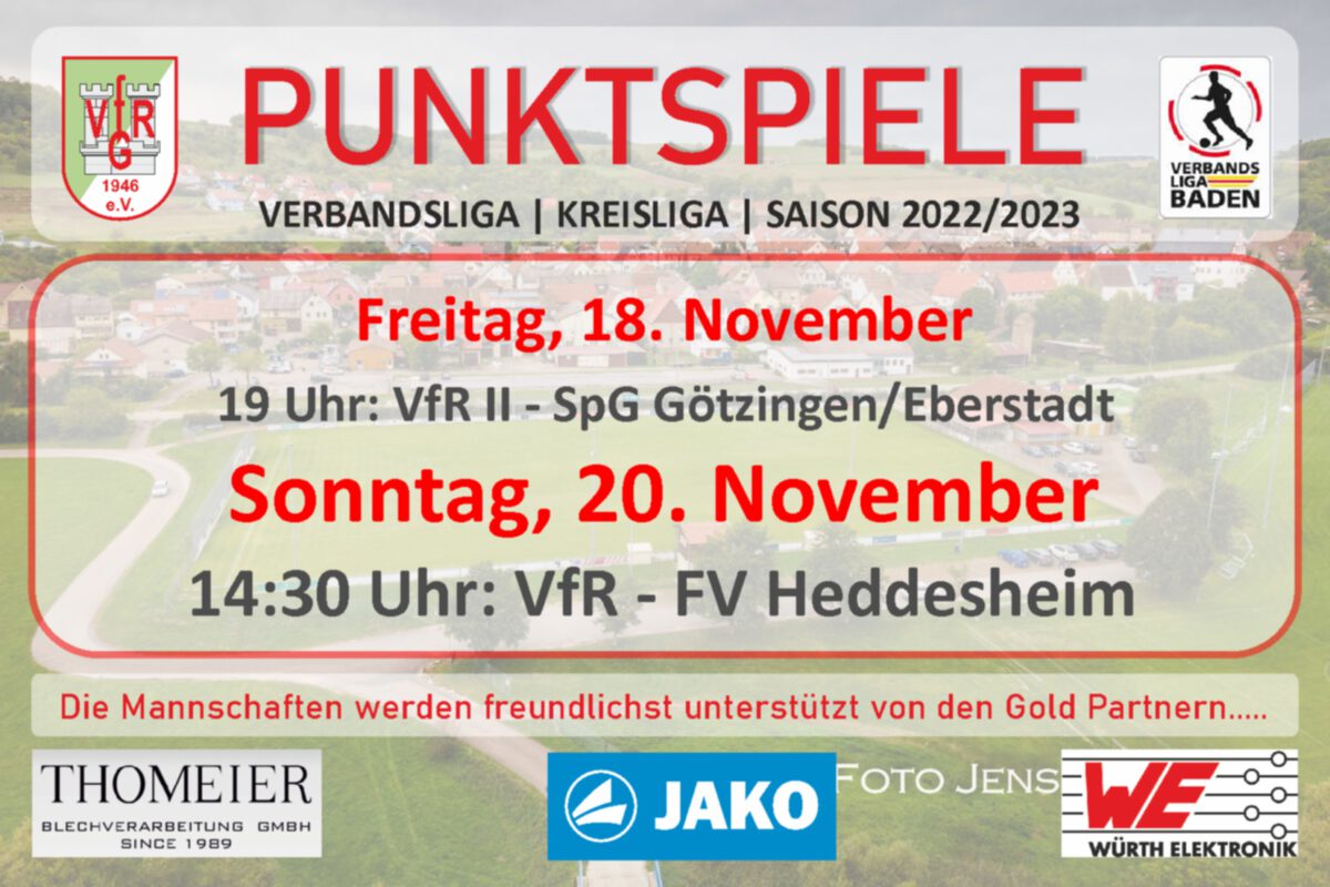 17. November: Morgen und am Sonntag zwei Heimspiele