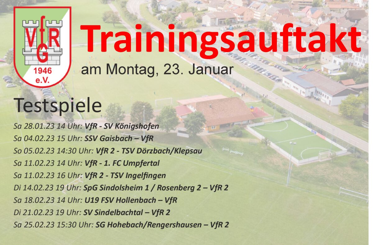 20. Januar: Am Montag Trainingsbeginn