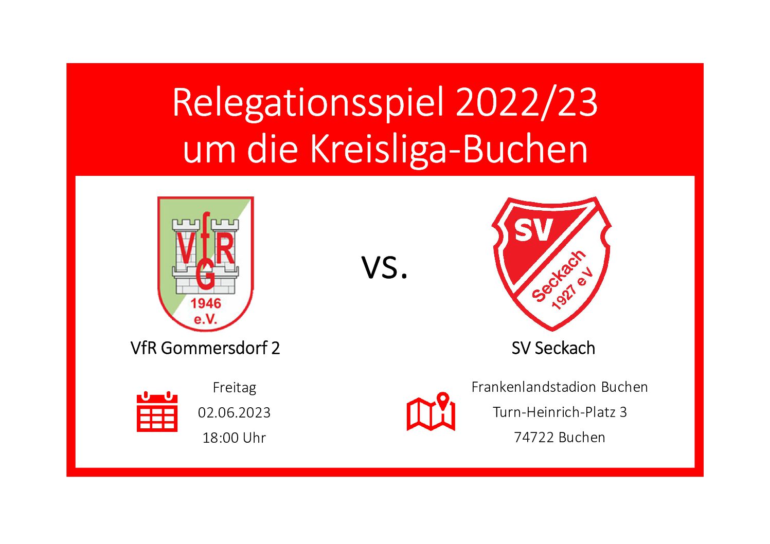 31. Mai: Am Freitag 18 Uhr Relegationsspiel