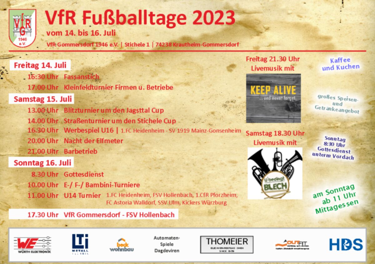 10. Juli: VfR Fußballtage beginnen am Freitag