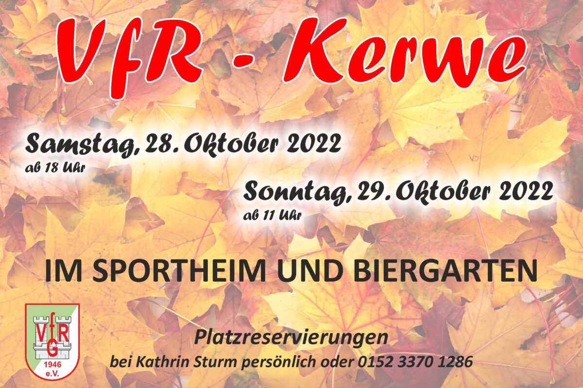 21. Okt.: Am kommenden Wochenende ist VfR-Kerwe