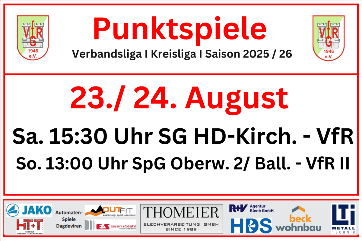 23. August: Der VfR muss in die Ferne