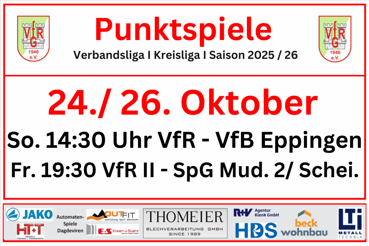 24. Oktober: Heimspiele am Freitag und Sonntag