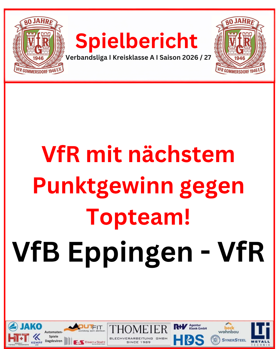 24. August: VfR mit nächstem Punktgewinn